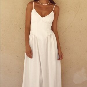 White Sleeveless Spaghetti Strap Maxi Dress